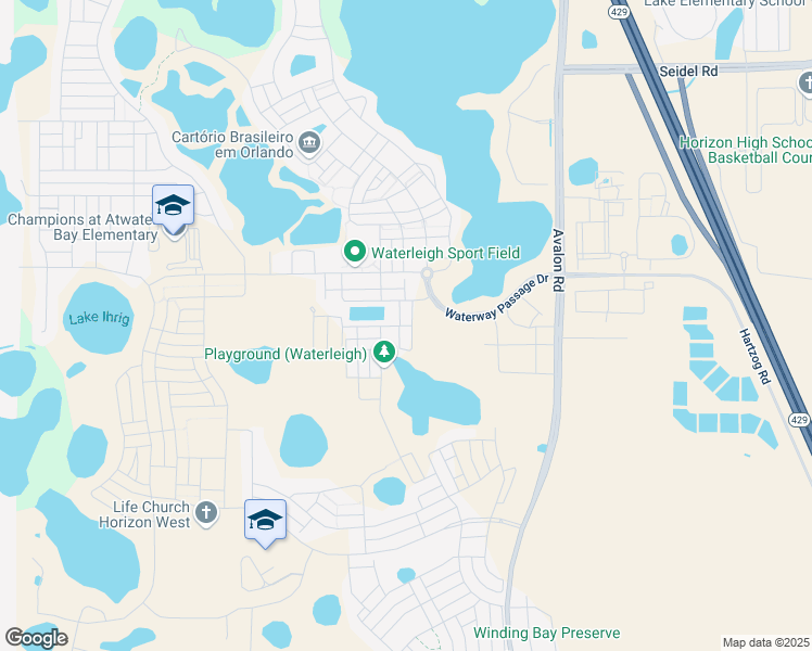 map of restaurants, bars, coffee shops, grocery stores, and more near 10224 Sand Cay Drive in Winter Garden