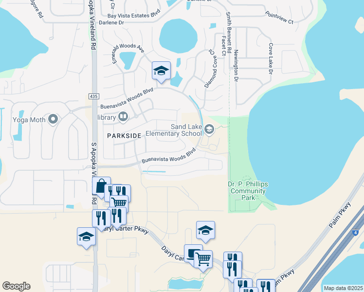 map of restaurants, bars, coffee shops, grocery stores, and more near 8184 Chilton Drive in Orlando