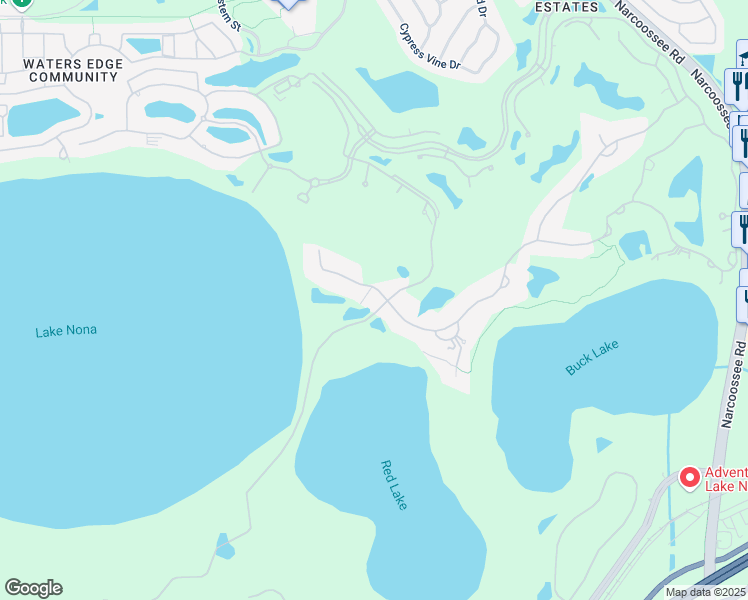 map of restaurants, bars, coffee shops, grocery stores, and more near 9086 Mayfair Pointe Drive in Orlando