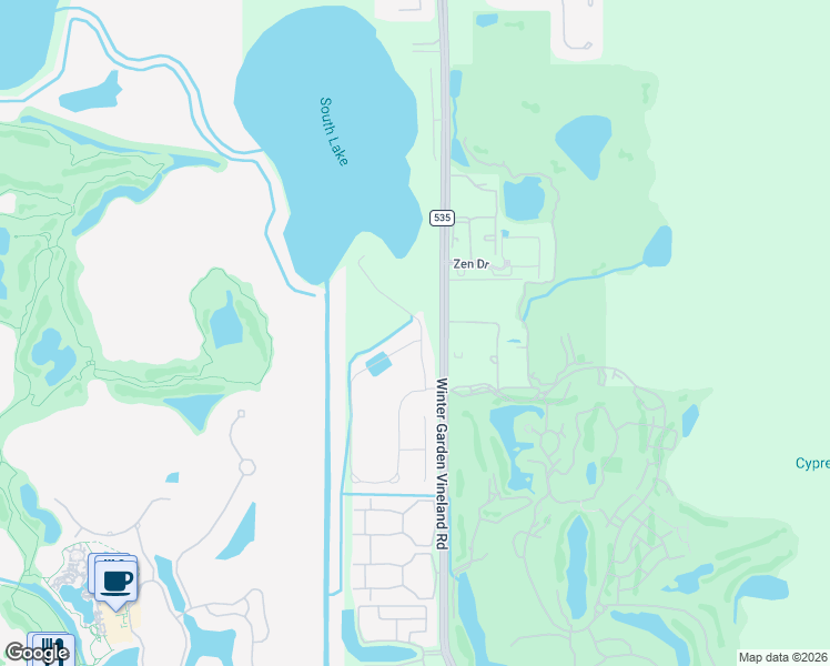 map of restaurants, bars, coffee shops, grocery stores, and more near 10330 Royal Cypress Way in Orlando