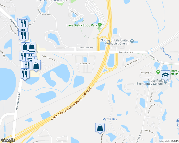 map of restaurants, bars, coffee shops, grocery stores, and more near 11056 Savannah Landing Circle in Orlando