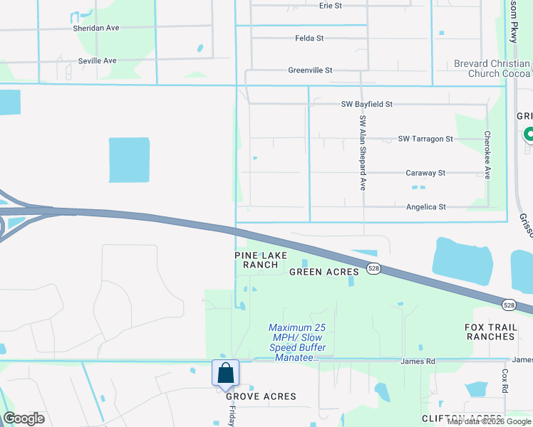 map of restaurants, bars, coffee shops, grocery stores, and more near 3665 Osage Street in Cocoa