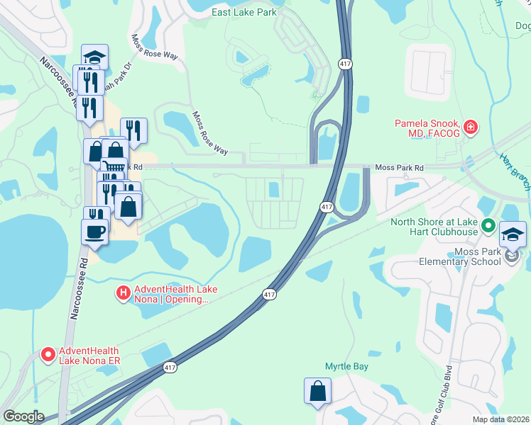 map of restaurants, bars, coffee shops, grocery stores, and more near 11136 Savannah Landing Circle in Orlando