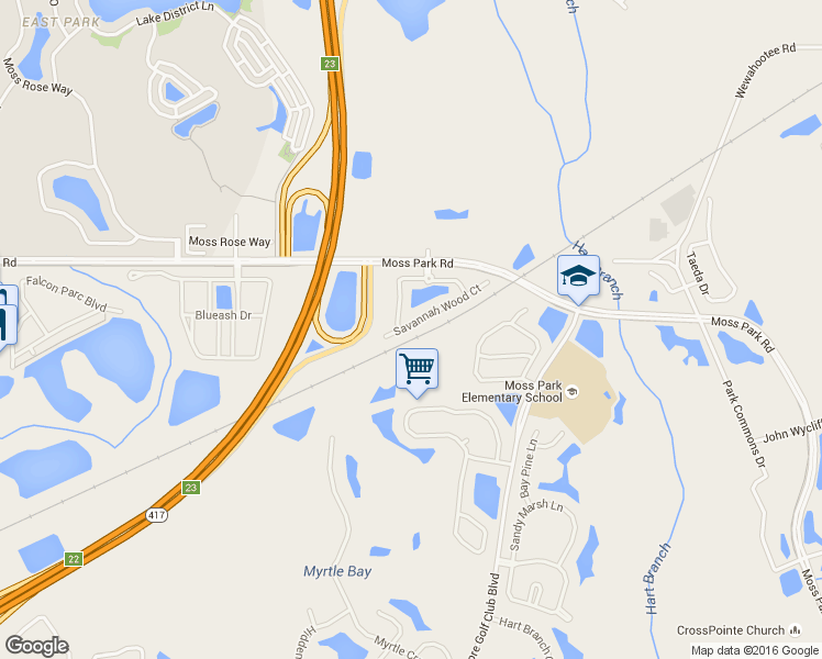 map of restaurants, bars, coffee shops, grocery stores, and more near 10600 Savannah Wood Court in Orlando