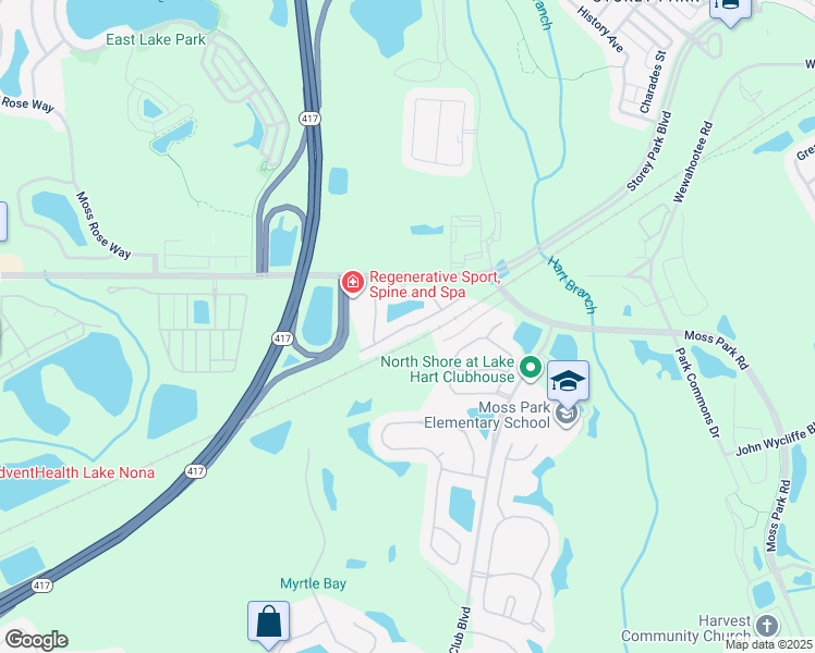 map of restaurants, bars, coffee shops, grocery stores, and more near 10775 Savannah Wood Court in Orlando