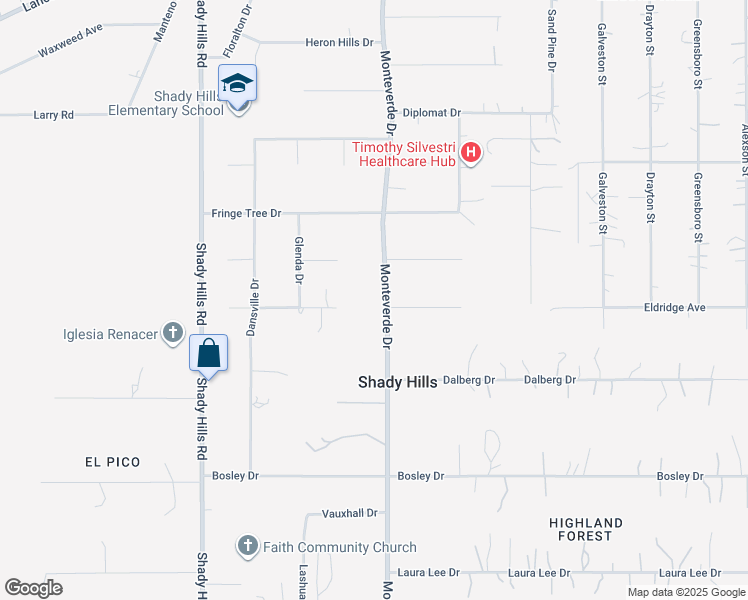 map of restaurants, bars, coffee shops, grocery stores, and more near 17547 Monteverde Drive in Spring Hill