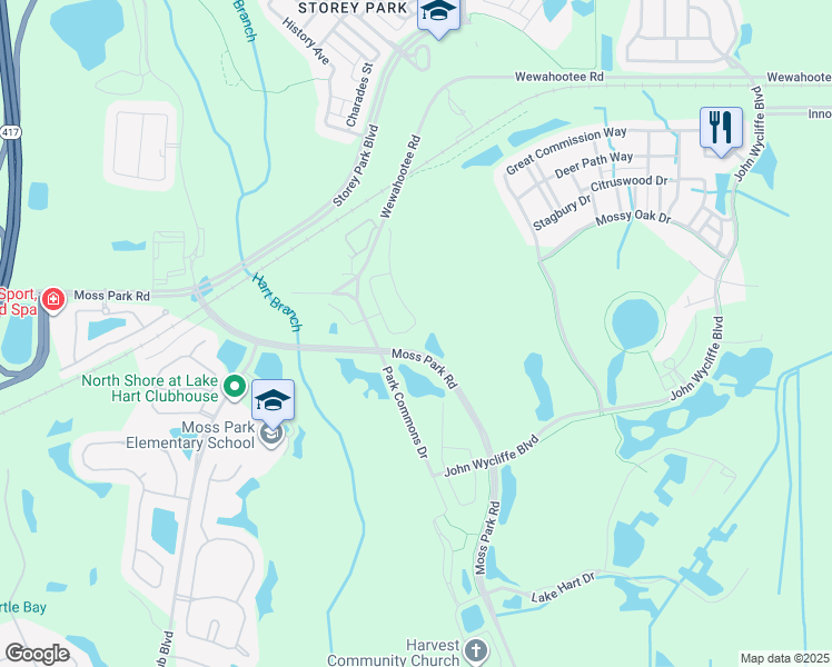 map of restaurants, bars, coffee shops, grocery stores, and more near 11068 Taeda Drive in Orlando