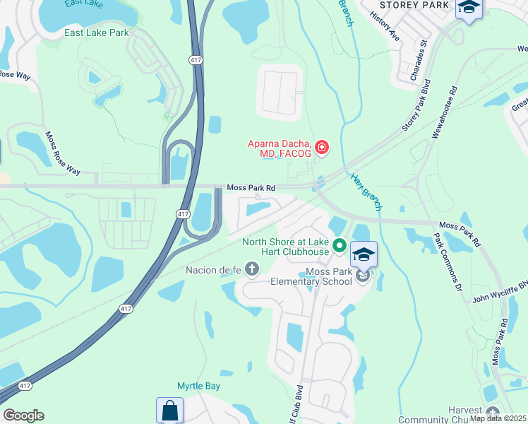 map of restaurants, bars, coffee shops, grocery stores, and more near 10775 Savannah Wood Court in Orlando