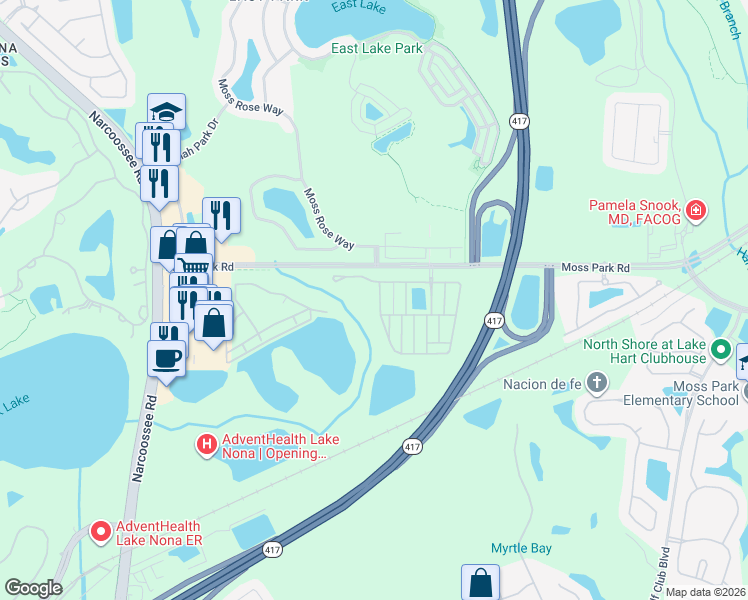 map of restaurants, bars, coffee shops, grocery stores, and more near 11253 Savannah Landing Circle in Orlando
