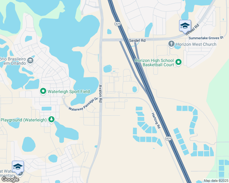 map of restaurants, bars, coffee shops, grocery stores, and more near 10078 Tuller Loop in Winter Garden