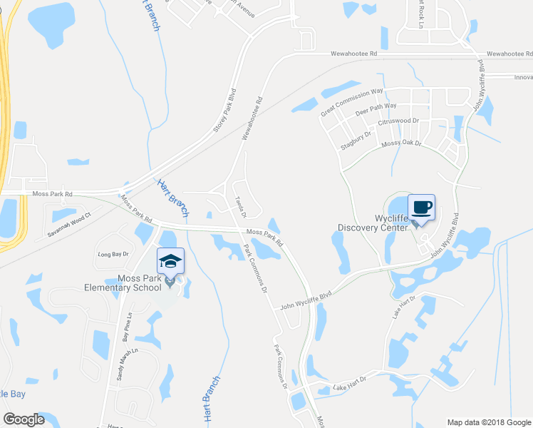 map of restaurants, bars, coffee shops, grocery stores, and more near 11068 Taeda Drive in Orlando