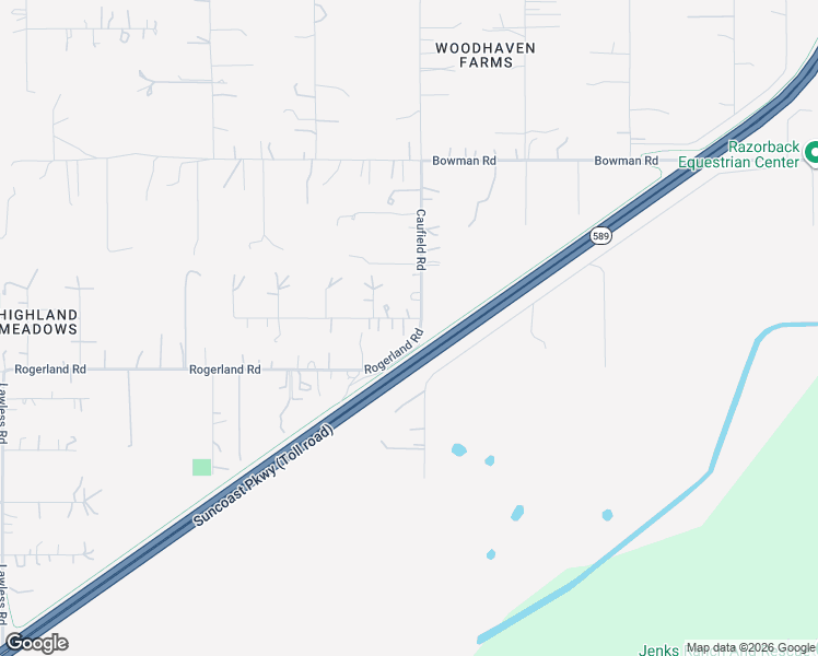 map of restaurants, bars, coffee shops, grocery stores, and more near 17551 Caufield Road in Spring Hill