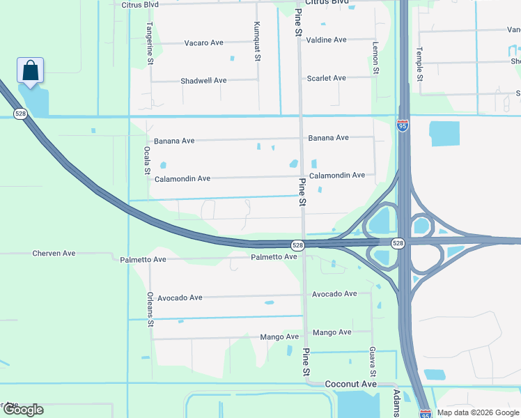 map of restaurants, bars, coffee shops, grocery stores, and more near 5100 Palm Avenue in Cocoa
