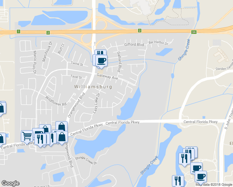 map of restaurants, bars, coffee shops, grocery stores, and more near 4826 Loretta Lane in Orlando