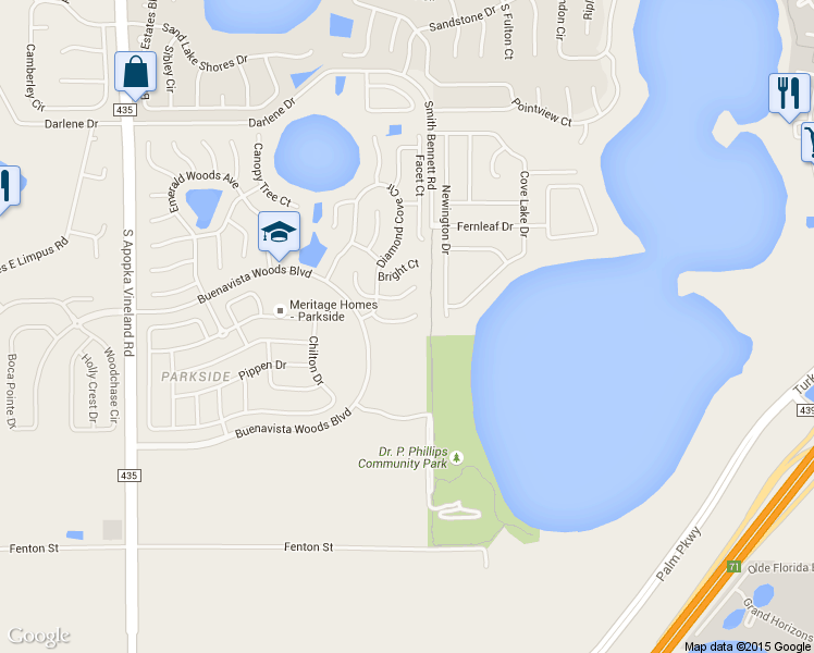 map of restaurants, bars, coffee shops, grocery stores, and more near 8034 Solitaire Court in Orlando