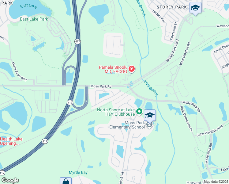 map of restaurants, bars, coffee shops, grocery stores, and more near 10975 Savannah Wood Court in Orlando