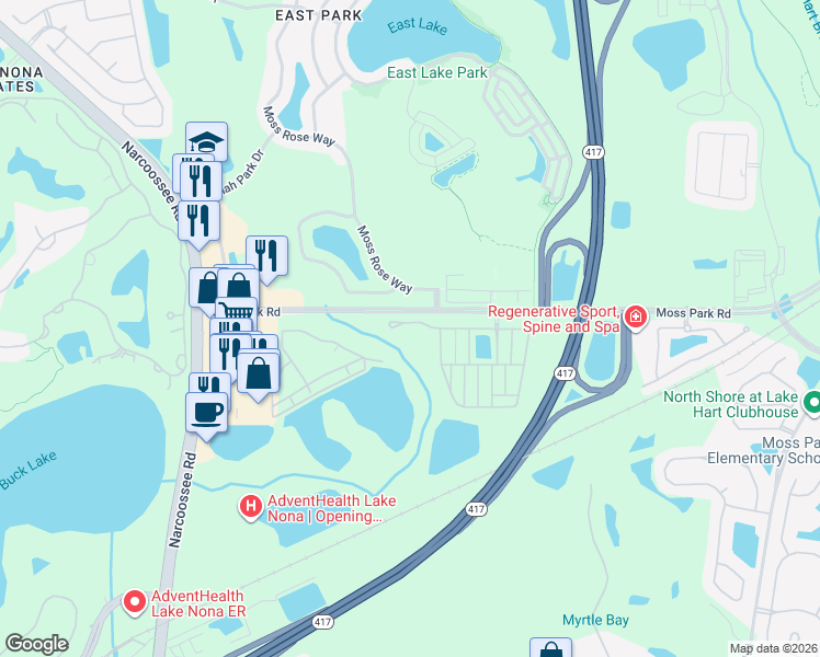 map of restaurants, bars, coffee shops, grocery stores, and more near 10644 Savannah Plantation Court in Orlando