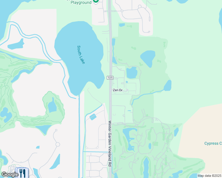map of restaurants, bars, coffee shops, grocery stores, and more near 10417 County Road 535 in Orlando