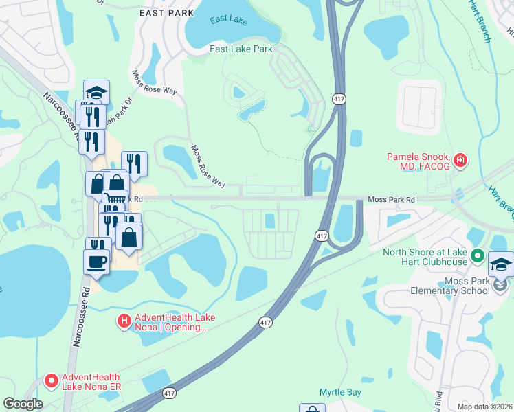 map of restaurants, bars, coffee shops, grocery stores, and more near 10753 Savannah Landing Circle in Orlando