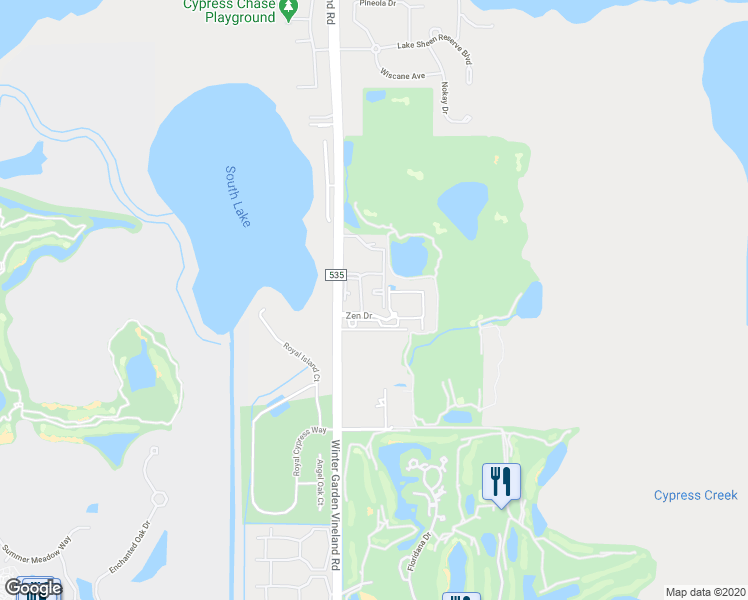 map of restaurants, bars, coffee shops, grocery stores, and more near 10417 Vista Oaks Court in Orlando