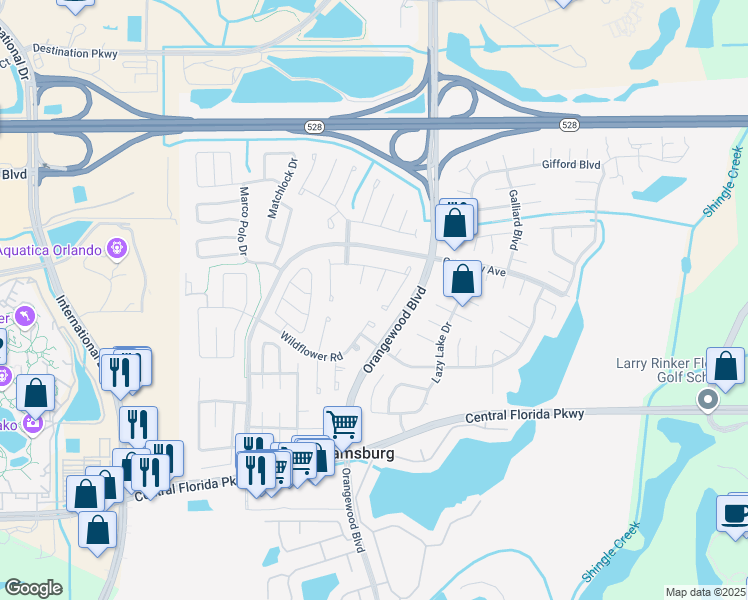 map of restaurants, bars, coffee shops, grocery stores, and more near 10439 Jutland Court in Orlando