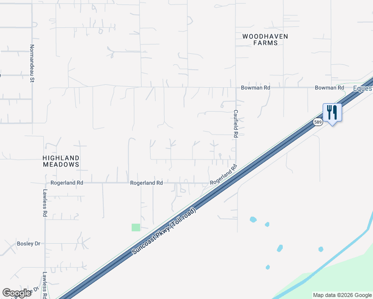 map of restaurants, bars, coffee shops, grocery stores, and more near 17643 Donnelly Court in Spring Hill
