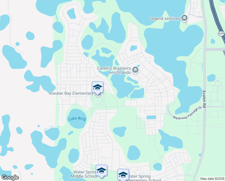 map of restaurants, bars, coffee shops, grocery stores, and more near 9921 Lost Creek Drive in Winter Garden