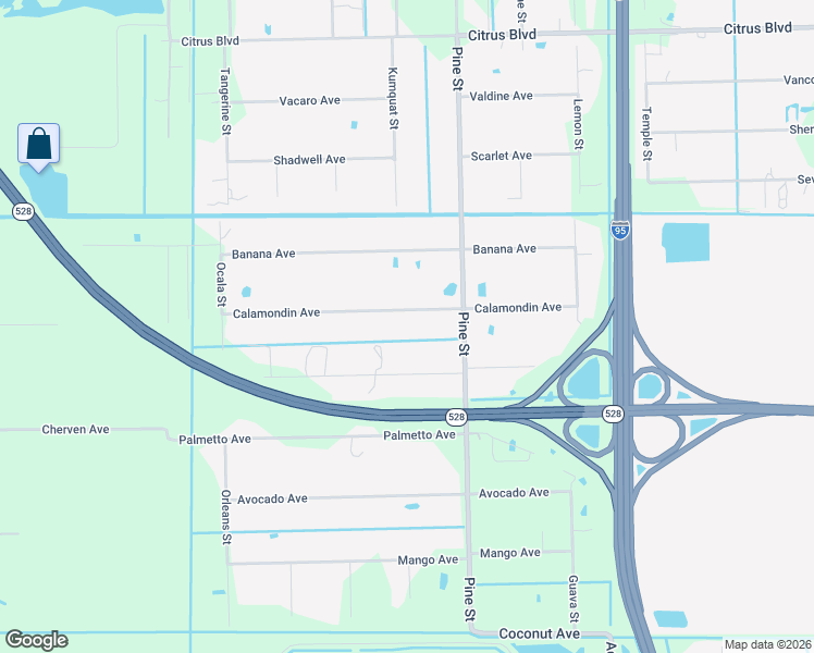map of restaurants, bars, coffee shops, grocery stores, and more near 5081 Calamondin Avenue in Cocoa