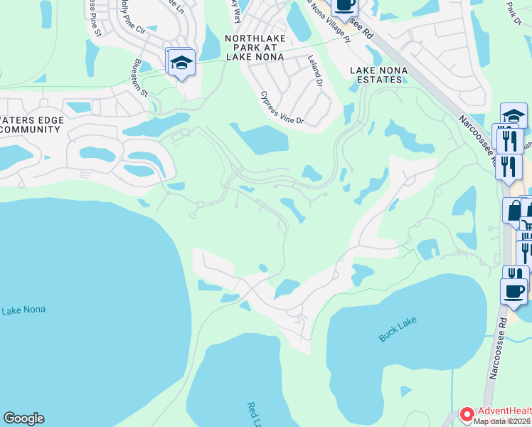 map of restaurants, bars, coffee shops, grocery stores, and more near 9218 Cromwell Woods Square in Orlando