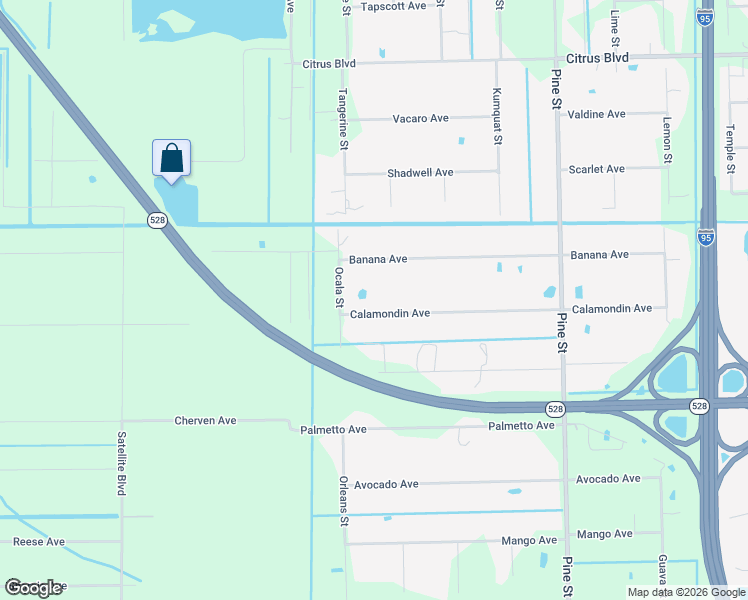 map of restaurants, bars, coffee shops, grocery stores, and more near 5380 Calamondin Avenue in Cocoa