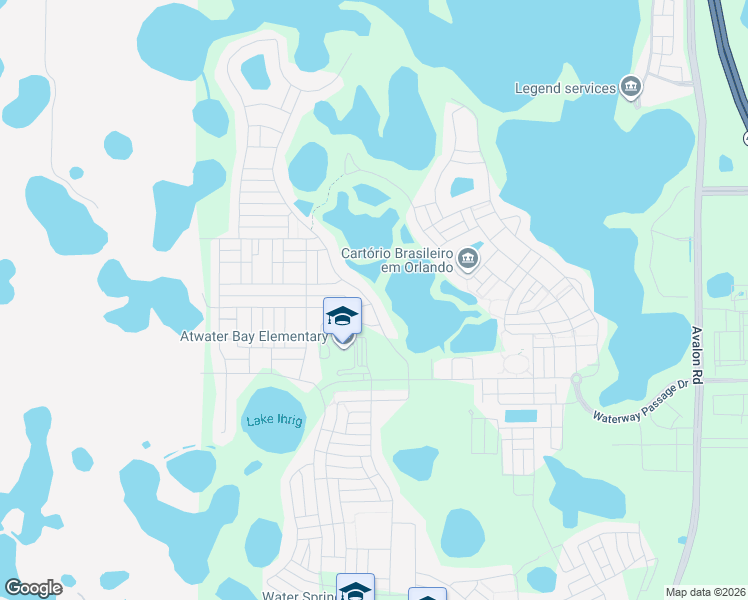 map of restaurants, bars, coffee shops, grocery stores, and more near 9921 Lost Creek Drive in Winter Garden