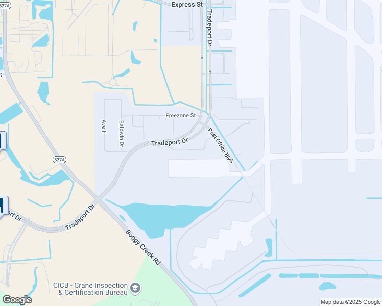 map of restaurants, bars, coffee shops, grocery stores, and more near 10445 Tradeport Drive in Orlando