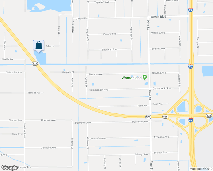 map of restaurants, bars, coffee shops, grocery stores, and more near 5300 Calamondin Avenue in Cocoa