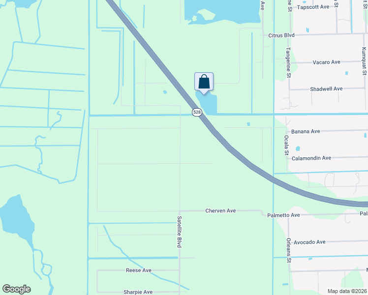 map of restaurants, bars, coffee shops, grocery stores, and more near Satellite Boulevard in Cocoa