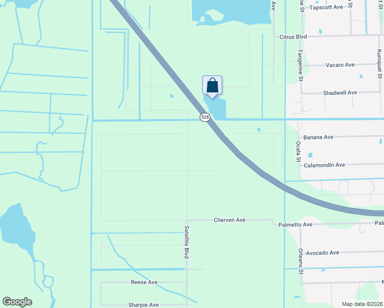 map of restaurants, bars, coffee shops, grocery stores, and more near Satellite Boulevard in Cocoa