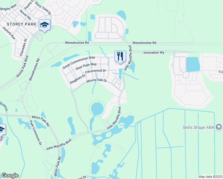 map of restaurants, bars, coffee shops, grocery stores, and more near 11413 Translation Way in Orlando