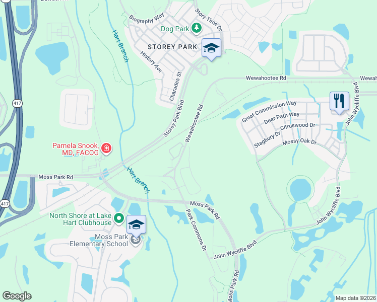 map of restaurants, bars, coffee shops, grocery stores, and more near 10214 Serotina Court in Orlando