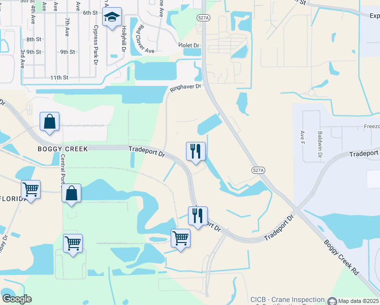 map of restaurants, bars, coffee shops, grocery stores, and more near 2199 Tradeport Drive in Orlando