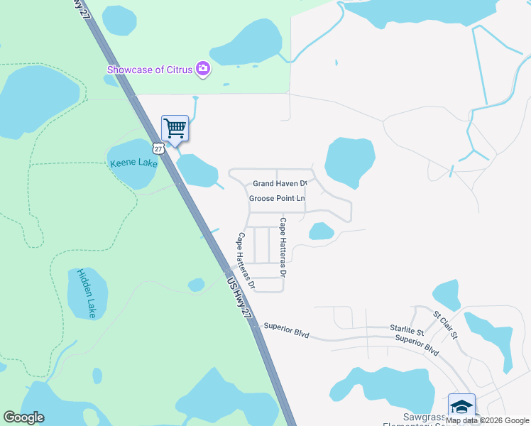 map of restaurants, bars, coffee shops, grocery stores, and more near 15325 Montauk Lane in Clermont