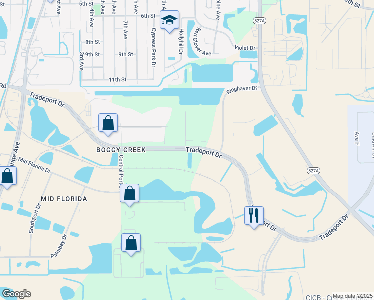 map of restaurants, bars, coffee shops, grocery stores, and more near 1794 Tradeport Drive in Orlando