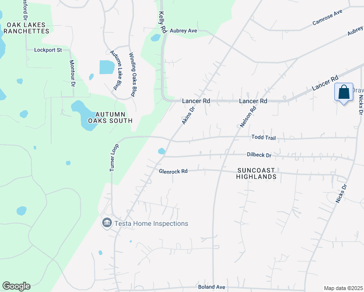 map of restaurants, bars, coffee shops, grocery stores, and more near 14430 Todd Trail in Spring Hill