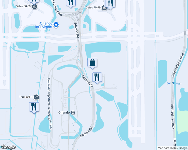 map of restaurants, bars, coffee shops, grocery stores, and more near 10453 Jeff Fuqua Boulevard in Orlando