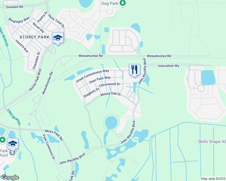 map of restaurants, bars, coffee shops, grocery stores, and more near 9000 Grey Moss Drive in Orlando