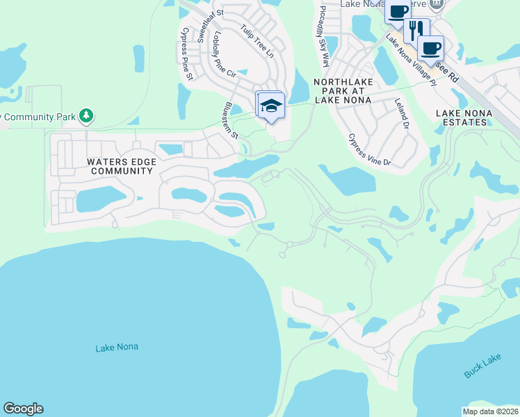 map of restaurants, bars, coffee shops, grocery stores, and more near 10304 Kensington Shore Drive in Orlando