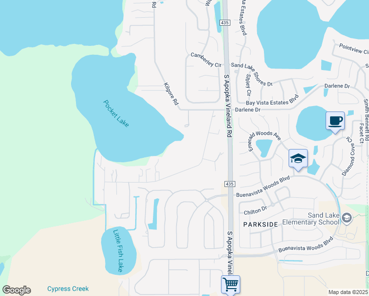 map of restaurants, bars, coffee shops, grocery stores, and more near 8969 Charles E Limpus Road in Orlando
