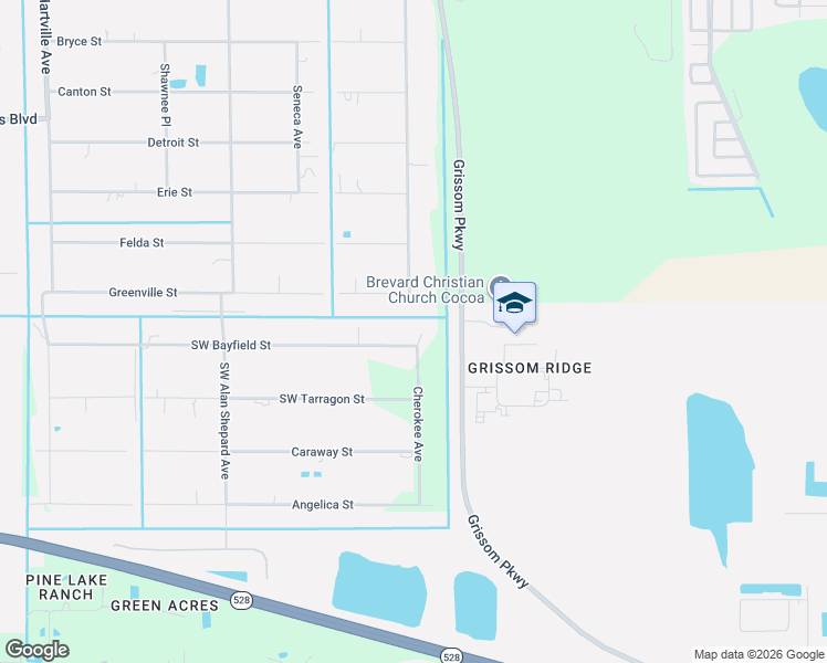 map of restaurants, bars, coffee shops, grocery stores, and more near 4095 Cherokee Avenue in Cocoa