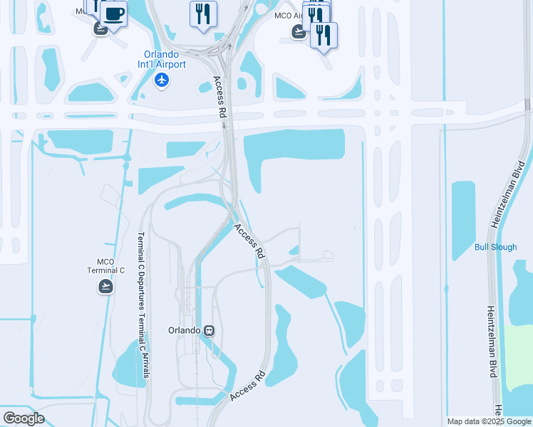 map of restaurants, bars, coffee shops, grocery stores, and more near 1 Jeff Fuqua Boulevard in Orlando
