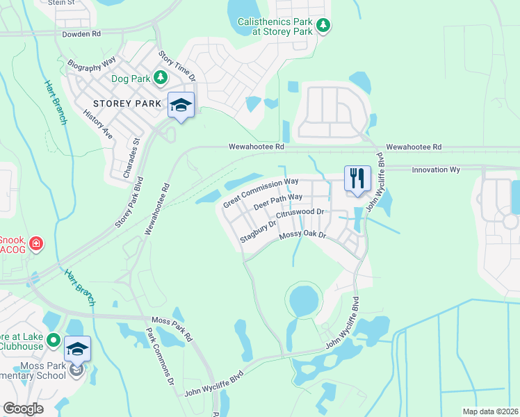 map of restaurants, bars, coffee shops, grocery stores, and more near 9032 Oak Moss Drive in Orlando