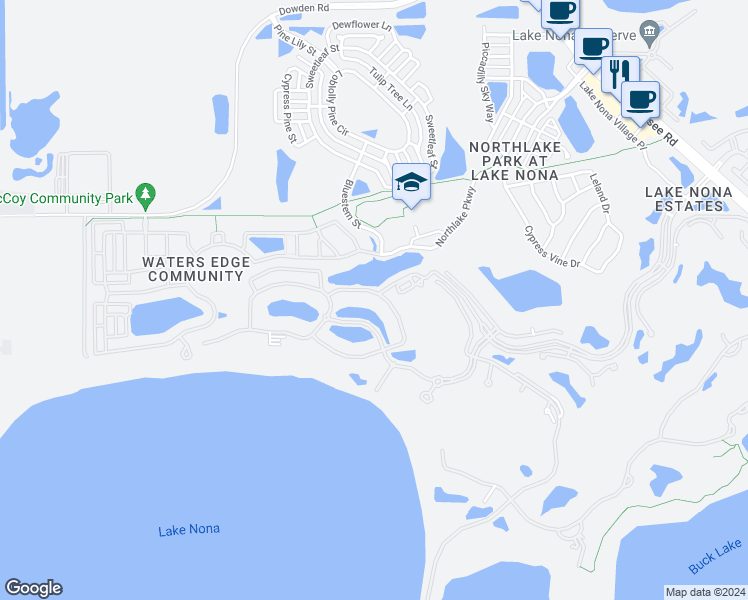 map of restaurants, bars, coffee shops, grocery stores, and more near 10240 Kensington Shore Drive in Orlando