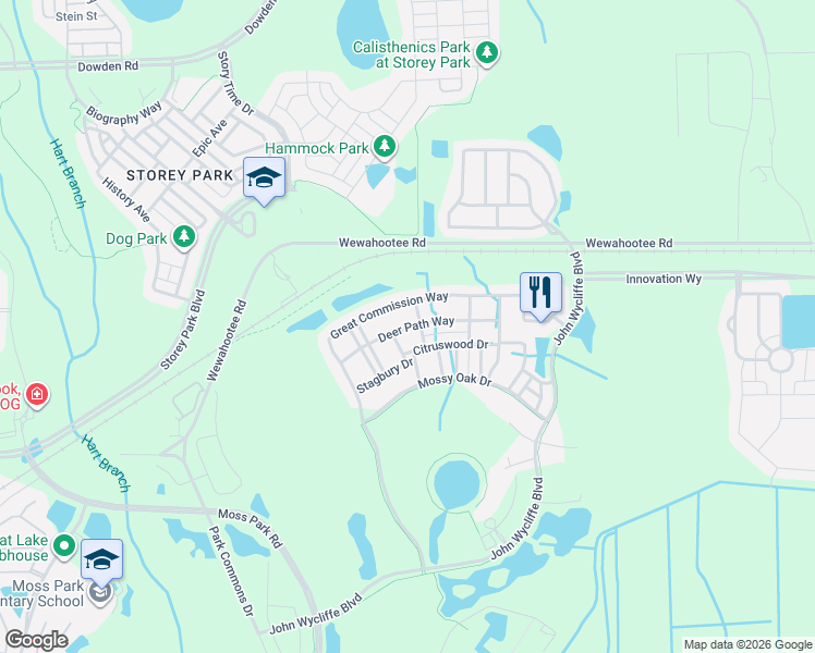 map of restaurants, bars, coffee shops, grocery stores, and more near 11653 Deer Path Way in Orlando